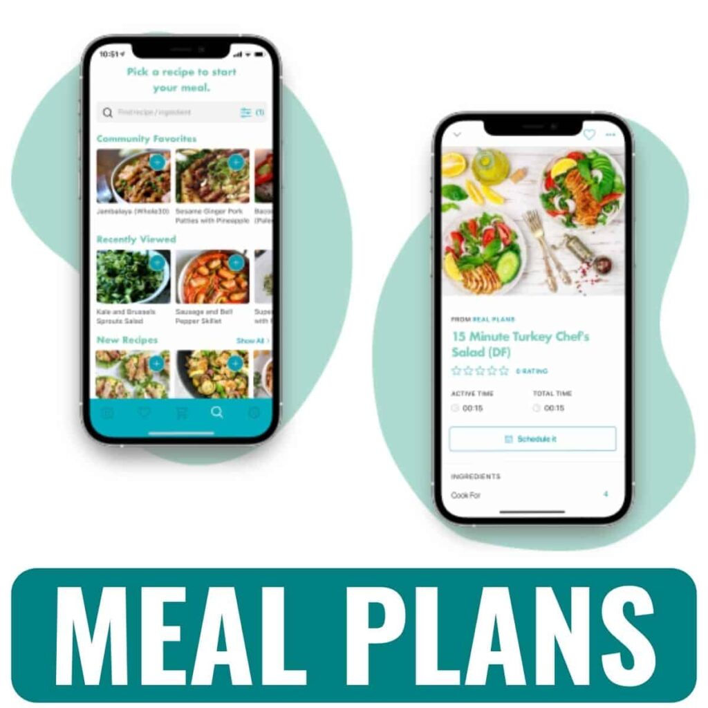 two iphones with low-carb and keto meal plans